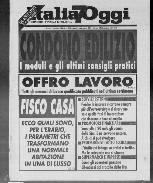 Italia oggi : quotidiano di economia finanza e politica